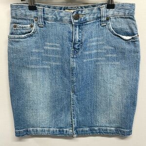 Steve & Barry’s Vintage Y2K Denim Jean Front Slit Stretch Pencil Skirt 6